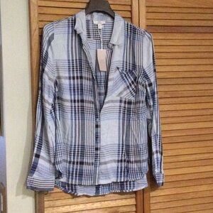 Como Vintage Blue Plaid Button Down Shirt